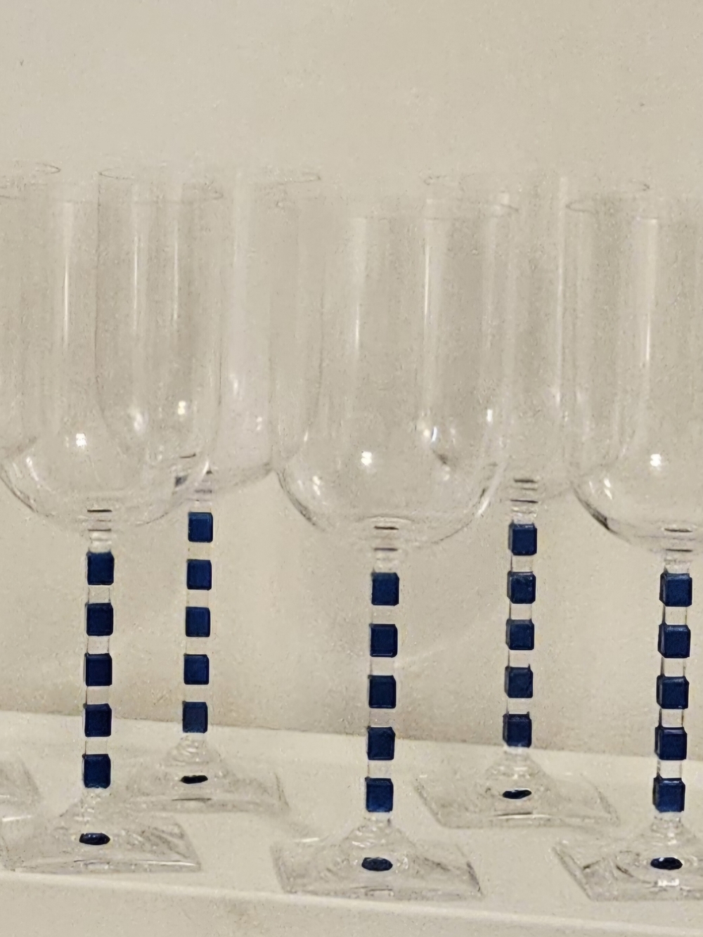 Mikasa Viewpoint Navy -Accented Clear Wine Glasses Circa 2003